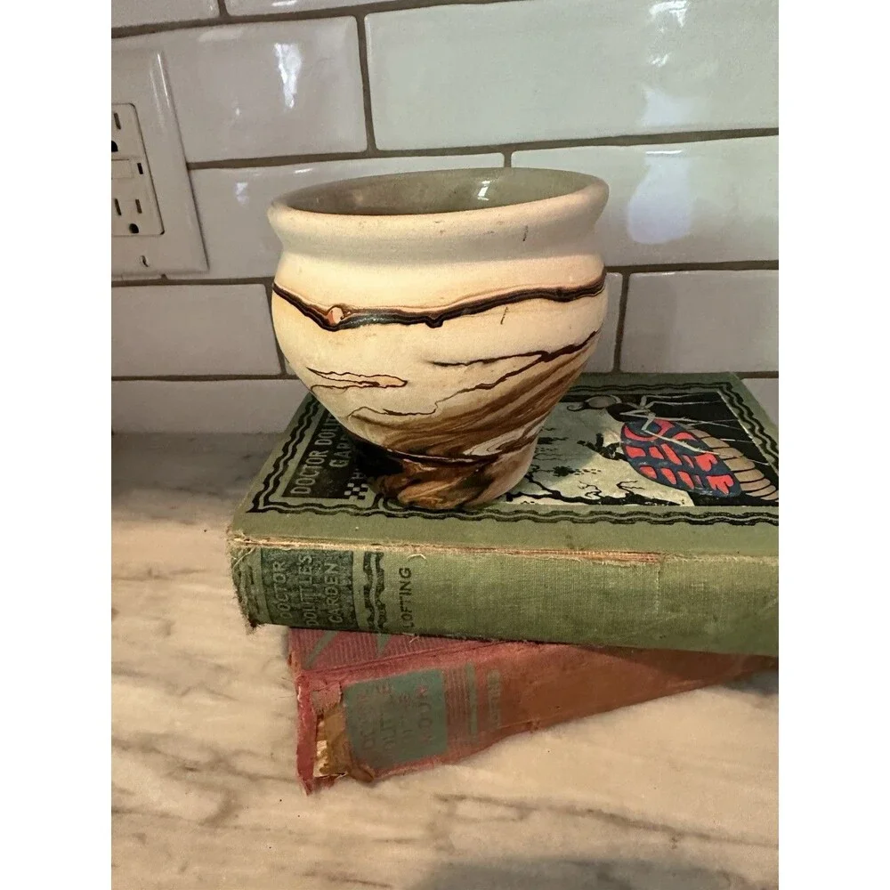 Nemadji Pottery Red Swirl Vase 12”Tall Multi Color Brown Swirls Western Decor
